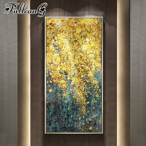 FULLCANG 5d diy full square/round drill large Golden Leaf abstract landscape diamond painting mosaic embroidery rhinestone home decor gift FC1859 ► Photo 1/6