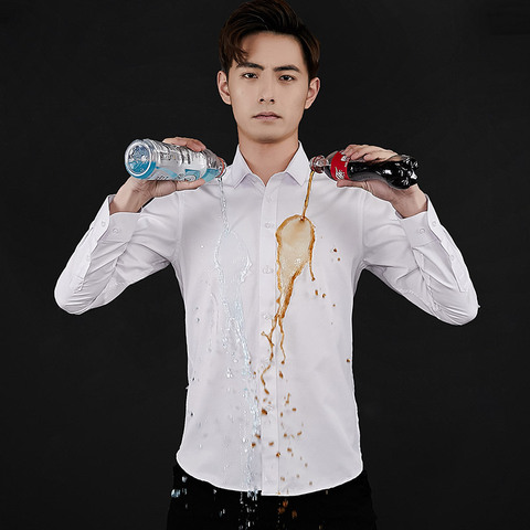 BROWON Brand Men Shirt Business Hydrophobic Material Long Sleeve Anti-fouling Social Shirt Slim Fit Shirt Big Size 5XL ► Photo 1/6