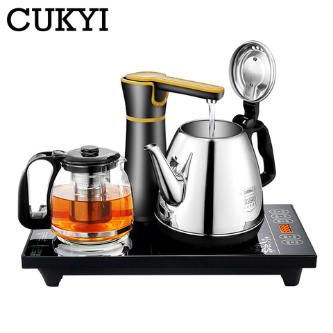 CUKYI Electric Kettles household tea pot set 1.0L capacity stainless steel safety auto-off function, black ► Photo 1/3