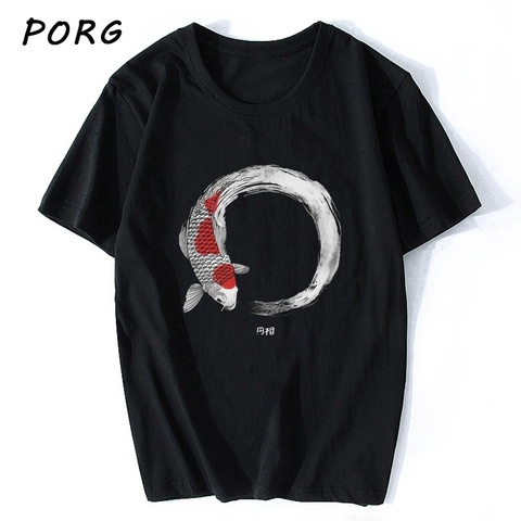 Koi Fish Enso Tops Funny T-shirt Graphic Tees Harajuku Men T Shirt Gothic Short Sleeve Tshirt Boyfriend Gift Oversized Clothes ► Photo 1/6