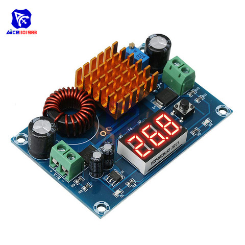 XH-M411 DC-DC 3 -35V to 5 -45V 5A Step Up Converter Boost Power Supply Board Module with 3 Digit LED Display Coil Heatsink ► Photo 1/6