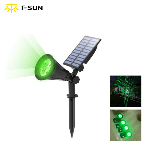 T-SUNRISE  Outdoor Solar Light Angle Adjustable 4 LED Lighting Waterproof Garden Light for Yard Path Green Color ► Photo 1/6