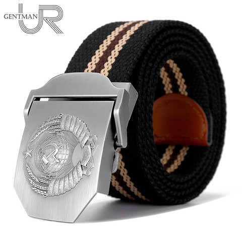 New Men & Women High Quality Belt 3D Soviet National Emblem Canvas Military Belt Soviet Memory CCCP Luxury Jeans Tactical Belt ► Photo 1/6