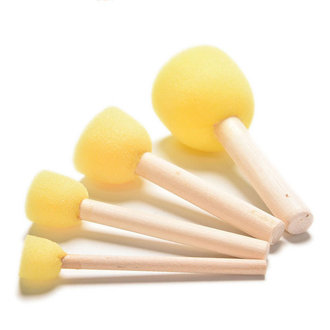 4Pcs Original Wooden Handle Sponge Paint BrushPainting Graffiti Early Toy  Art Supplies Wholesale ► Photo 1/6