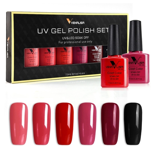 Venalisa Professional Nail Art Kit 7.5ml* 6pcs No Acid With Primer Base Coat Matt Top Coat Color Nail Gel Polish ► Photo 1/6