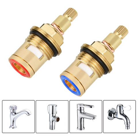 2pcs Valves Replacement Brass Disc Tap Hot & Cold Faucet Valve Ceramic Tap Cartridge Replacement for Bathroom Kitchen Tap ► Photo 1/6