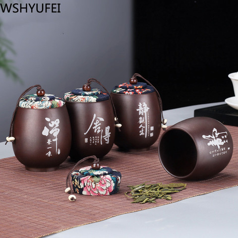 Mini ceramic Travel tea can Tea set Teacup One can dual purpose Sugar Bowl kitchen Spice Jars Spices Storage Box Sealed tea box ► Photo 1/6