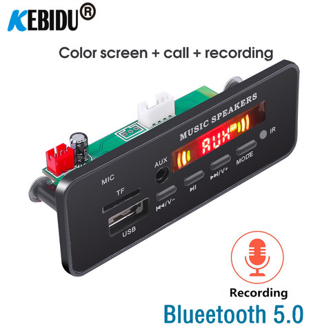 With Microphone Bluetooth 5.0 Handsfree 5V-12V MP3 Decording Board Module TF card slot 3.5mm USB AUX FM Radio audio Adapter ► Photo 1/6