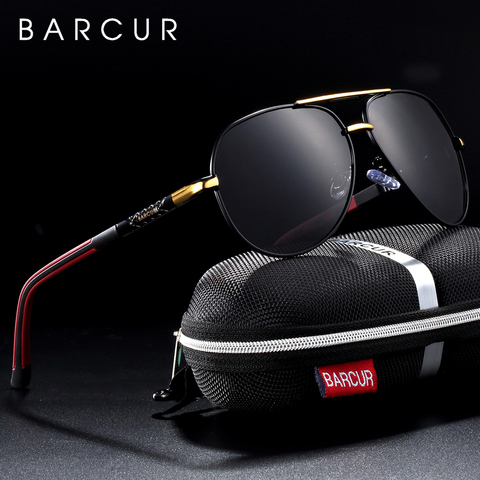 BARCUR Men Sunglasses Brand Original Polarized Driver glasses Polaroid Sun glass Male Pilot Eyewear ► Photo 1/6