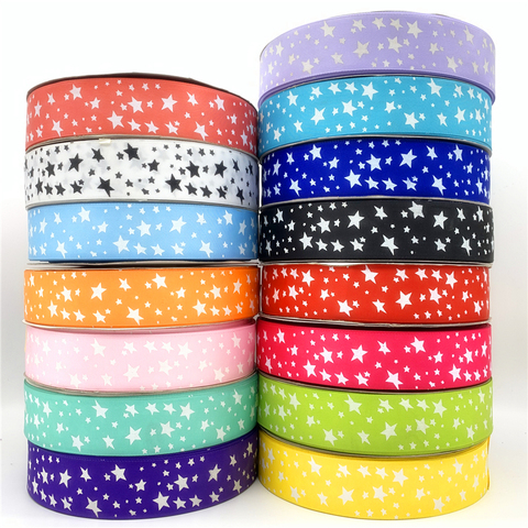 5yards 15mm 25mm 38mm Grosgrain Ribbon Printing Stars Ribbon For Christmas Wedding Decoration DIY Sewing Handmand Art Craft ► Photo 1/6