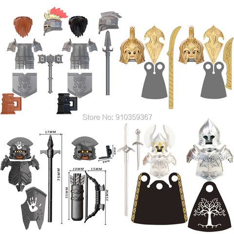 Single Sell Koruit Medieval Knights Uruk-hai Noldo Elves Gondor Warrior Dwarf Building Block Accessories Toys For Kid ► Photo 1/6