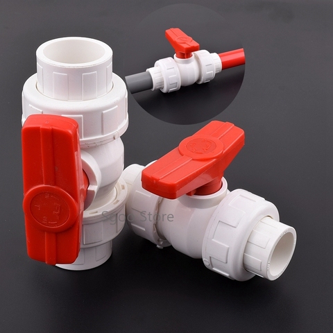 1Pc 20/25/32/40/50mm PVC Pipe Union Ball Valve Garden Irrigation Water Pipe Connector Aquarium Adapter Slip Shut Valve ► Photo 1/6