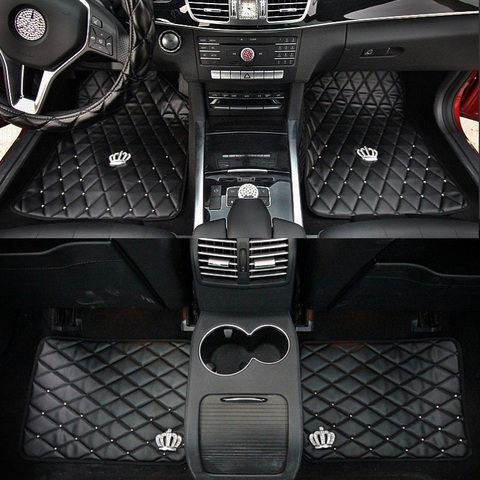 Universal Car Leather Foot Mats Crown Rivet Anti slip Foot pad Car Floor Mats Car-styling Auto Interior Accessories Protector ► Photo 1/5