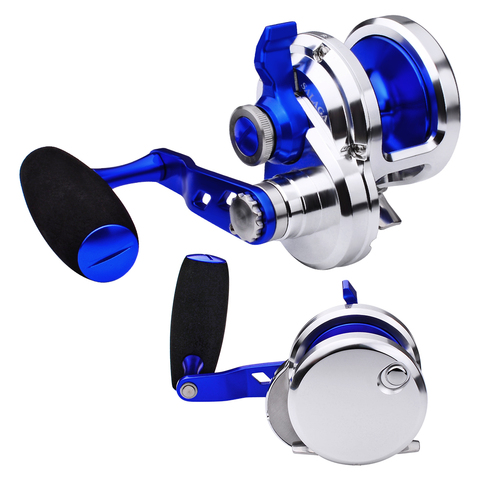 1pc 5.7:1 8+1BB Jigging Reels (Left/Right-Hand) Trolling Reels Aluminum Blue Color CNC Machined Seawater Fishing Reels ► Photo 1/6