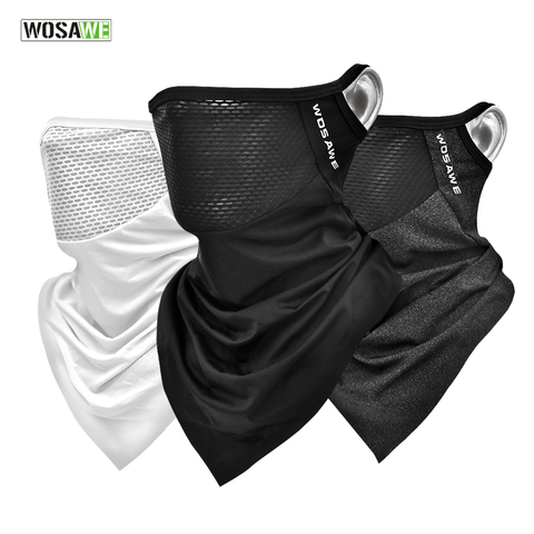 WOSAWE Summer Balaclava Cycling Triangle Scarf Hanging Ear Half Face Scarves Women Men Headband Faceshield Ice Silk Cycling Mask ► Photo 1/6