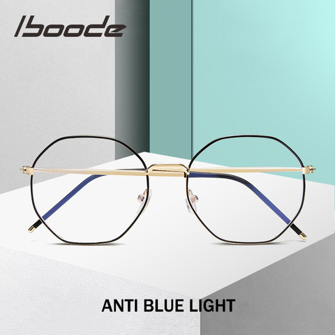 iboode Polygon Metal Eyewear Frames Men Women Vintage Retro Optical Eye Glasses Anti Blue Light Transparent Spectacle Frames ► Photo 1/6