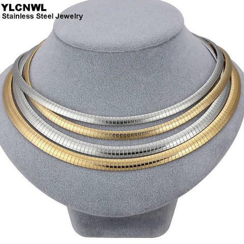 Top Fashion Stainless Steel Women Necklace 2022 Gold Color Chain Chunky Choker Bib Collar Jewelry Wedding Gift ► Photo 1/6