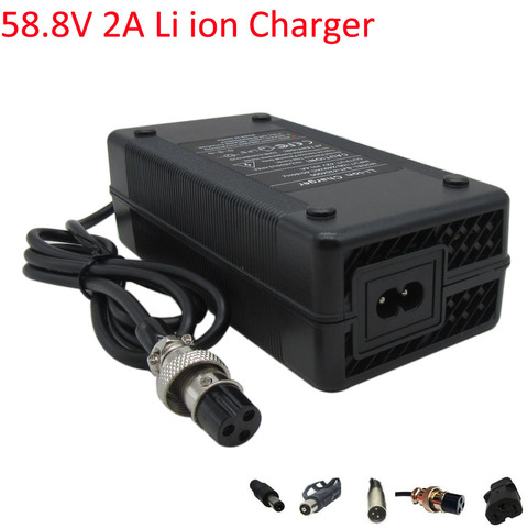 58.8V 2A Lithium charger Used for 51.8V 52V 14S Li-ion electric bike Scooter battery pack charger with fan ► Photo 1/5