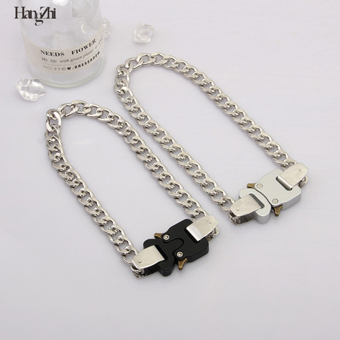 Hangzhi New Fashionable Metal Lock Buckle Necklace Hip-hop Acrylic Frosted Transparent Cuban Chain Accessory for Couples ► Photo 1/6