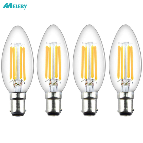 LED Candle Filament Light Bulbs Dimmable B15 SBC Bayonet 4W Ba15d Vintage  Warm White 2700K 40W Replacement (4Pack) Home Office ► Photo 1/6