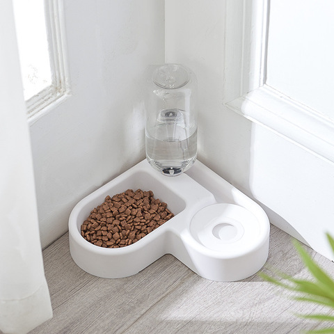 New Corner Pet Dog Bowl Small And Medium Dog Cat Bowl Automatic Cat Water Dispenser Pet Supplies Plastic Double Bowl 2022 newest ► Photo 1/6