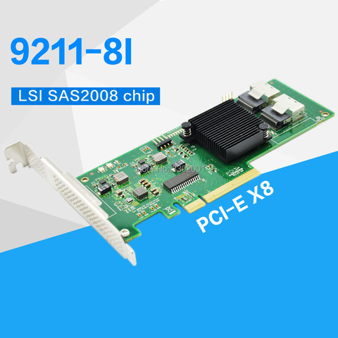 Internal SATA/SAS LSI 9211-8i LSI00194 8port 6Gb/s PCI-Express 2.0 RAID Controller Card, SAS HBA, SAS Cable not included ► Photo 1/3