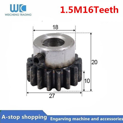 1pcs Spur Gear pinion 16T 16Teeth Mod 1 .5M Bore 6 8 10 12mm Straight Teeth positive gear 45# steel cnc gear rack transmission R ► Photo 1/1