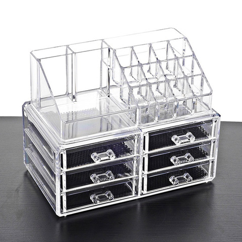 New Clear Acrylic Makeup Organizer Desktop Cosmetic Storage Box Lipstick Nail Polish Holder Women Makeup Tools Organizer ► Photo 1/6