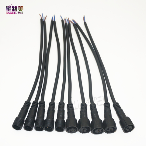 5/10/20/50 pairs Male to Female 2pin 3pin 4pin 5pin Waterproof wire led Connector IP68 Black Cable 20cm Pigtail for LED Light ► Photo 1/6
