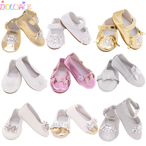 15 Style 7.5cm Delicate Doll Shoes For 18 inch Girls Doll Mini Handmade Doll Shoes For 43 cm Baby New Born Dolls Toy Accessories ► Photo 1/6