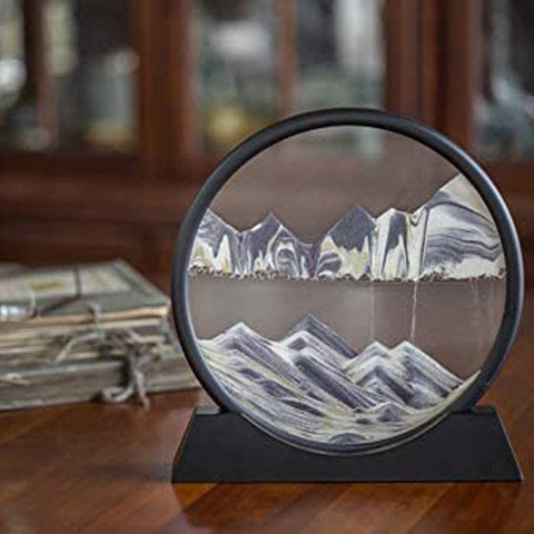 7/12inch Moving Sand Art Picture Round Glass 3D Deep Sea Sandscape In Motion Display Flowing Sand Frame ► Photo 1/6