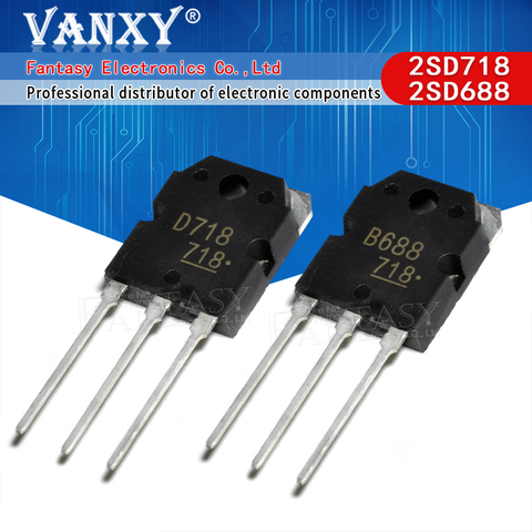 2pais ( 2pcs 2SD718 + 2pcs 2SB688 ) TO3P D718 + B688 TO-3P ► Photo 1/2