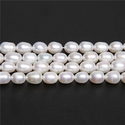 Natural white potato rice Oval pearl beads Freshwater jewelry making DIY Bracelet Necklace Loose Cultured Pearls Beads 6mm pearl ► Photo 1/6