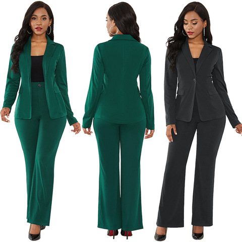 women's suit office two piece set long sleeve suit pants 2 piece set female winter two pieces sets office female ► Photo 1/6