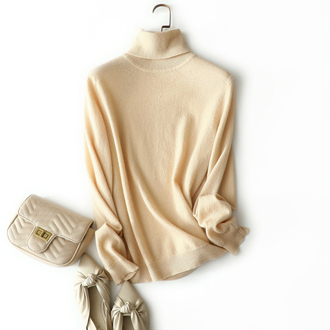 2022 winter newest high quality 100% cashmere sweater turtleneck women warm knitted pullovers ► Photo 1/6