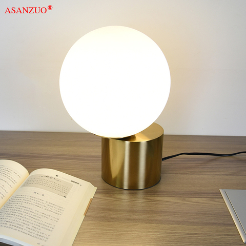 New Nordic Glass ball table lamp bedroom bedside lamp household simple modern living room column desk lamp ► Photo 1/6