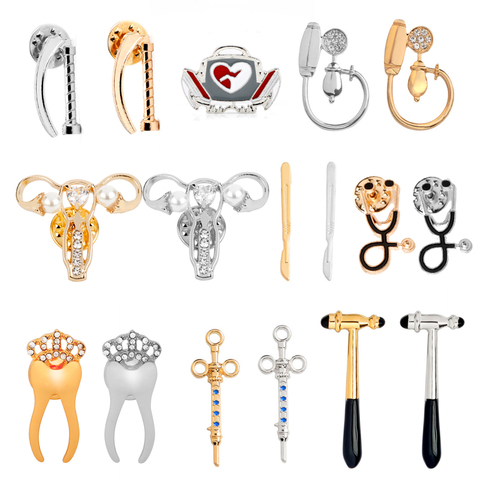 Medical Brooches Organ Brooch Crystal Uterus Tooth Syringe Scalpel Lapel Pin Gynecology Medicine Symbol Jewelry for Doctor Nurse ► Photo 1/6