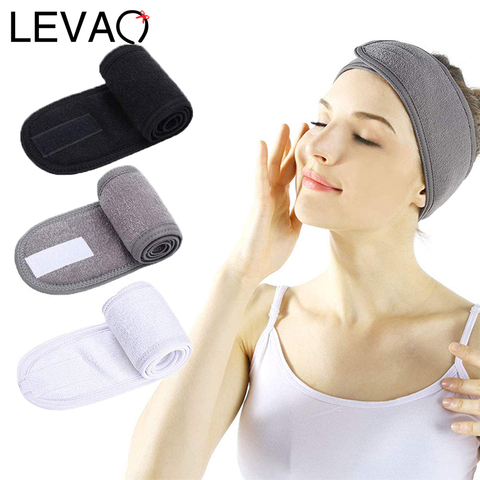 Levao Solid Color Sport Velcro Headband Adjustable Soft Velvet Headbands Hair Scarf Band Non-Slip Makeup Hairbands for Women ► Photo 1/6