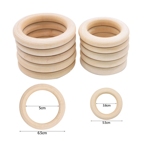 5pcs/lot Natural Wood Teething Beads Children Kids DIY Jewelry Making Crafts Unfinished Wooden Round Circle Wood Rings Baby Toys ► Photo 1/6