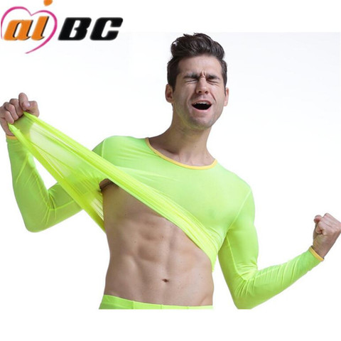 sexy men's shirt Underwear nylon Leggings male Ice silk elasticity Long  johns only shirt - Price history & Review, AliExpress Seller - Karl meng's  store