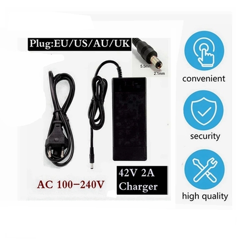 36V 2A Wholesale Electric Bicycle Battery Charger Output 42 V 2A Charger Input 100 -240 VAC Lipoly Charger for 10 Series ► Photo 1/6