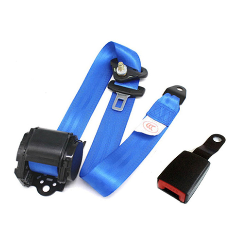 Blue 3 Point Retractable Car Safety Seat Belts Lap Safety Belt Seatbelts for Auto Cars With Curved Rigid Buckle ► Photo 1/6