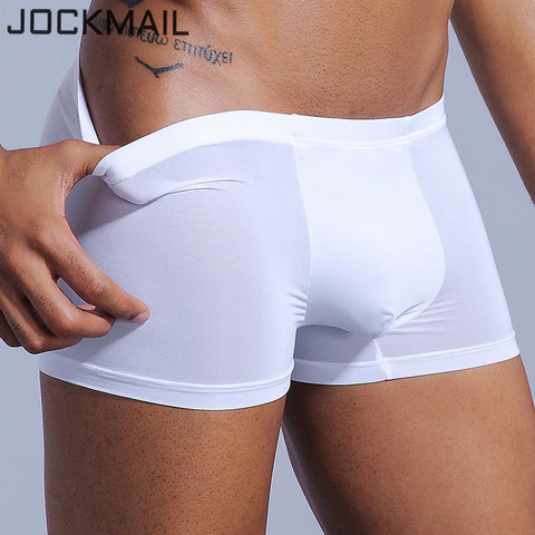 Sexy men underwear Boxer shorts Ice silk u convex soft sexy kilot