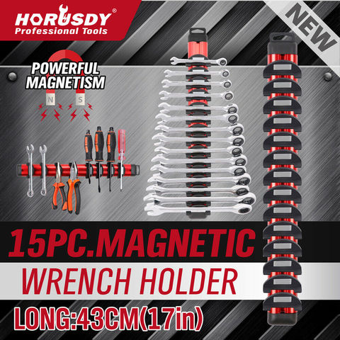 2022-SEDY Magnetic Spanner Holder Aluminum 15 Wrench Rack Tool Screwdriver Organizer Red ► Photo 1/6