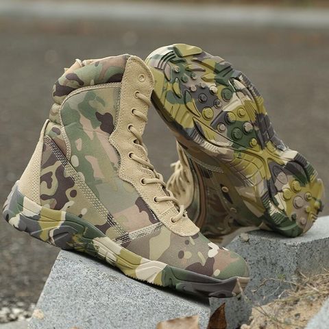 Jungle Camouflage Boots Military Combat Boots Lightweight Camo Hiking Motorcycle Shoes for Men/women with Zipper Breathable ► Photo 1/6