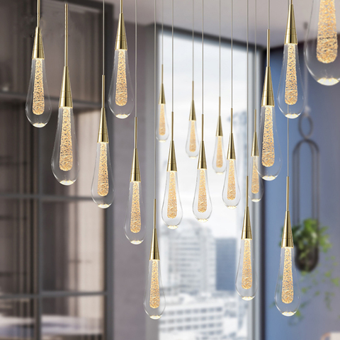 Customizable Post-Modern Crystal Glass led Pendant Lights Hanglamp Drop Light Restaurant Bar Pendant Lamp Staircase Lamps ► Photo 1/6