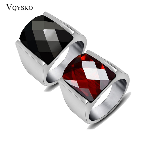 Vintage Top Quality Red Jewelry Rings For Men Never Fade Fashion Stainless Steel Brand Big Crystal Ring Mens Accessory ► Photo 1/6