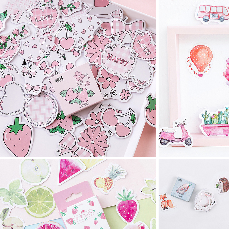 45Pcs Journal Kawaii Diary Decor Flower Stickers Scrapbooking Stationery Supply 