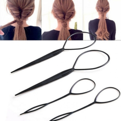 4 Pcs Ponytail Hair Styling Tools Plastic Needle Ponytail Topsy Loop Hair Bun Maker Braids Beauty Accessories Hairdressing Tool ► Photo 1/6