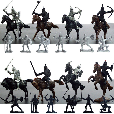 28pcs/set Medieval Military War Simulation Warriors Ancient cavalry battle steed static Military figures Model for Children Gift ► Photo 1/4